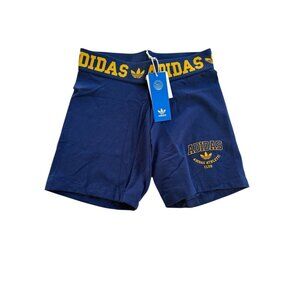 Adidas Womens Booty Shorts Blue/Yellow Size S Athletic Fit Cotton Blend Comfort
